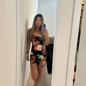 Black tropical short dress